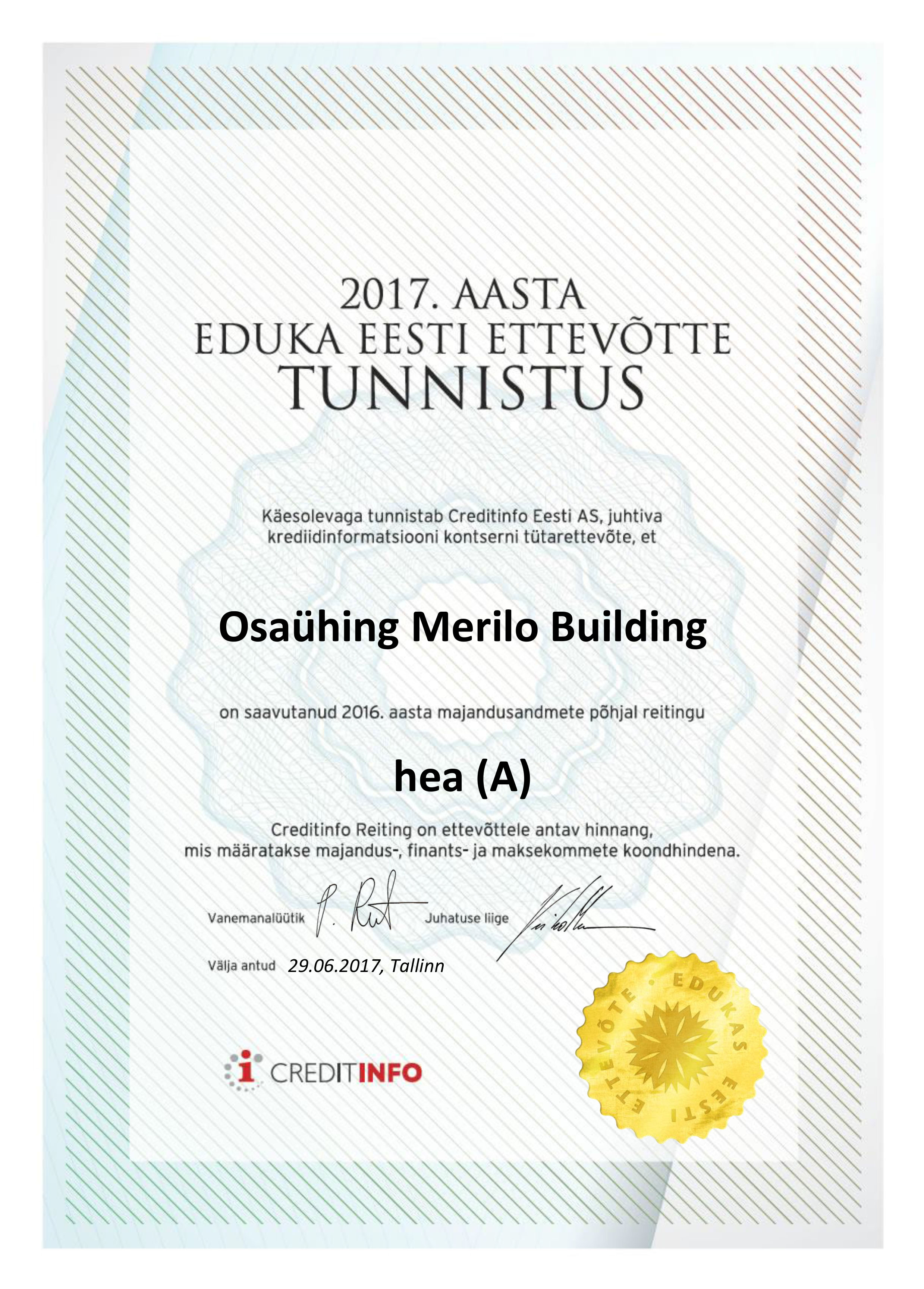 UTF-8''Osaühing Merilo Building sertEST